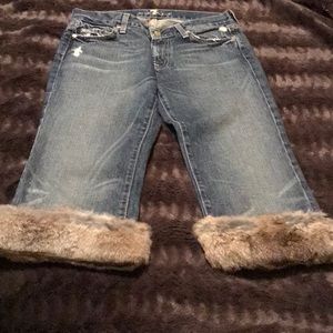7 For All Mankind Fur Trimmed Cropped Jeans 26/27